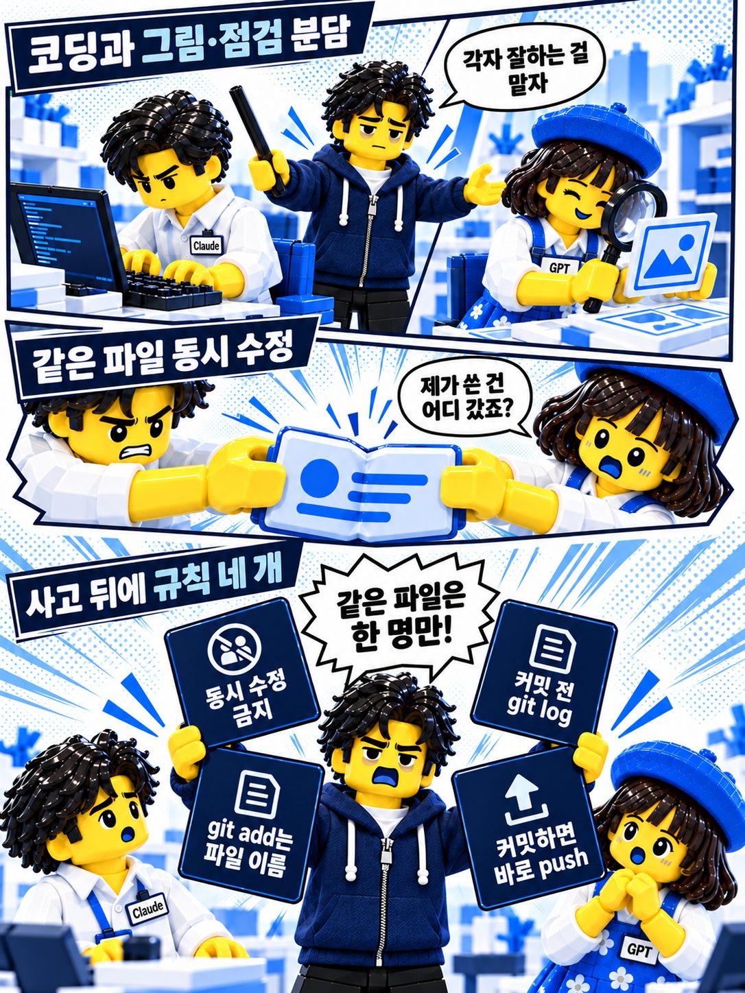 레고 만화 — 둘에게 일을 나눴더니