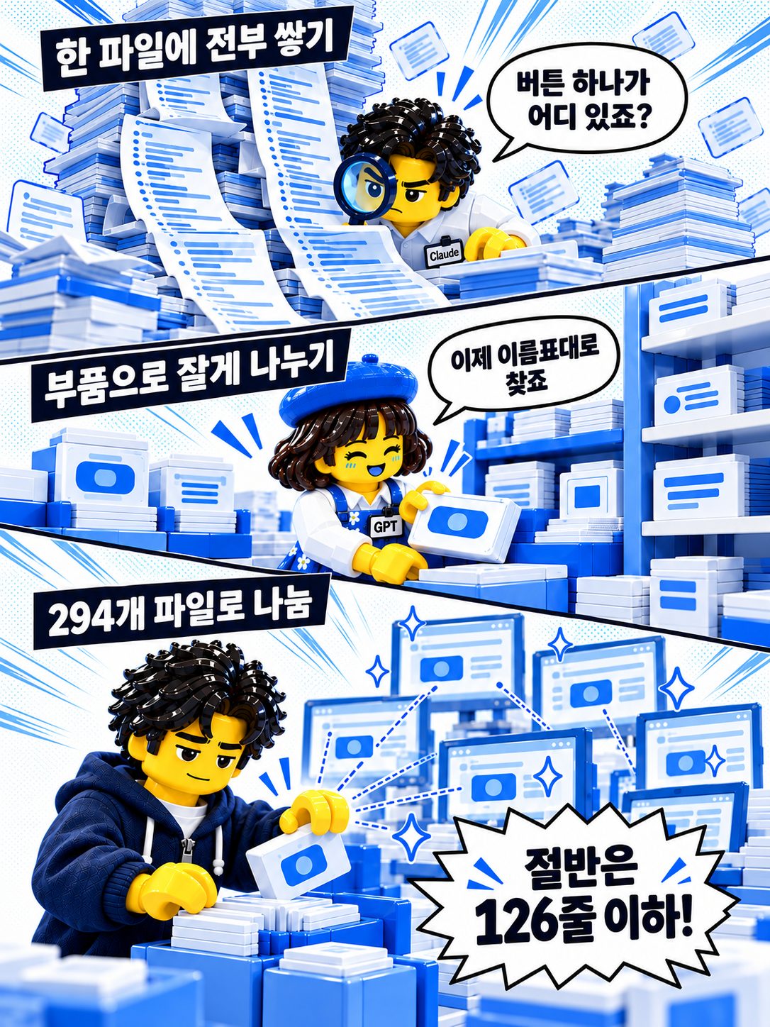 레고 만화 — 한 파일에서 부품으로