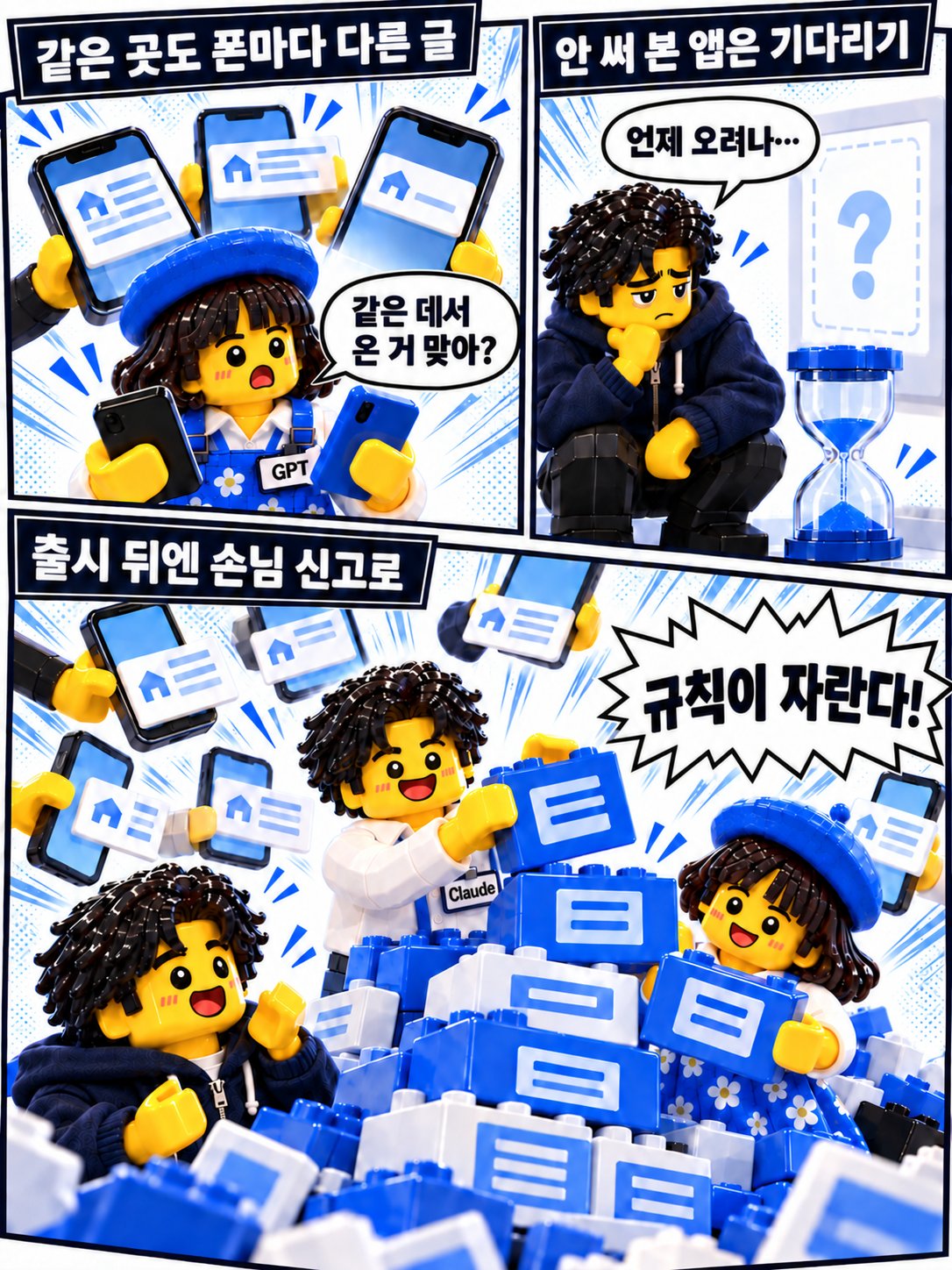 레고 만화 — 제각각인 글, 그리고 손님 신고