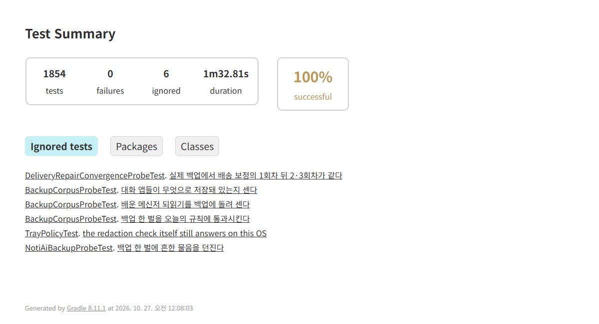 노티폴드 자동 테스트 결과 — 1,854개, 실패 0